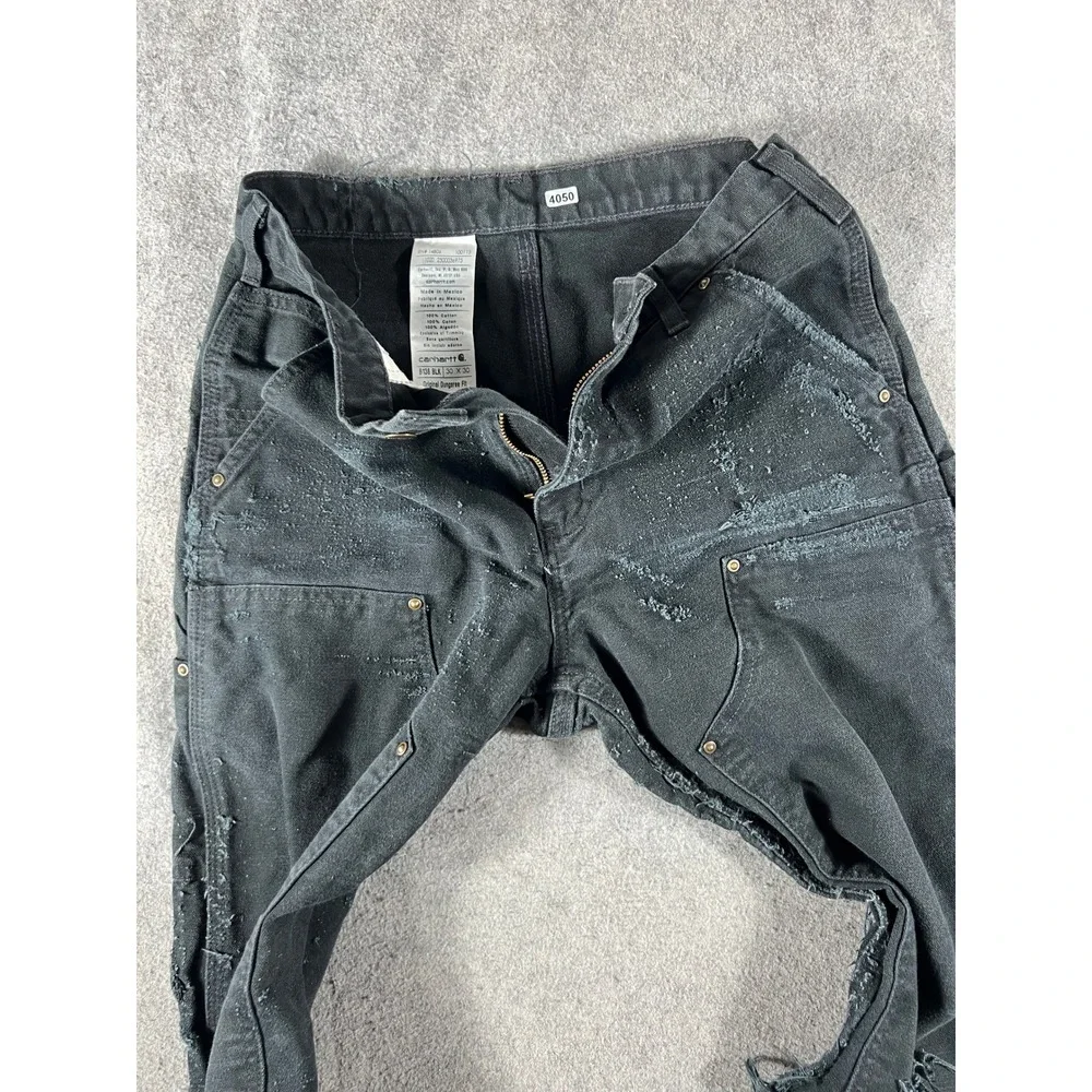 Carhartt B136 BLK Double Knee Carpenter Distressed Work Pants Black Mens 30x30